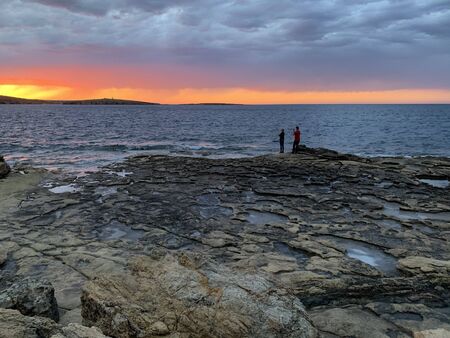 Colorfull Sunset in Saint Pauls Bay, Maltaの写真素材