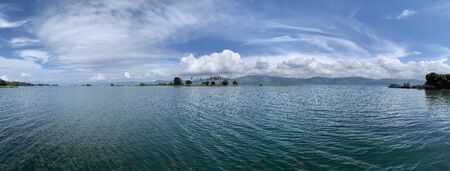 Panorama of Beautiful Toba Lake, Sumatra, Indonesiaの写真素材