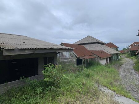 The roof of a house in Zombie Village near Berastagi, Sumatraの写真素材