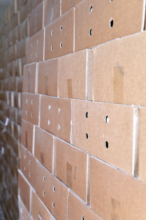 Cardboard packing boxes in a warehouse, background.の写真素材