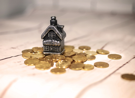 The house stands on a pile of coins, the concept of cash savings, loans..の写真素材