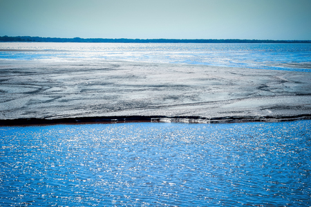 Production waste is accumulated in water.の写真素材