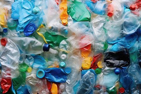 Compressed plastic bottles. An ecological concept for recycling plastic waste.の素材