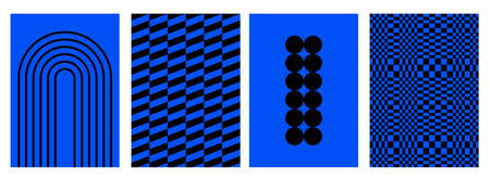 Y2k style prints for cover navy blue and black. Template for Rave posters. Checker board print....