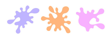 Modern liquid irregular blob shape. Moving Shapes and Random Blobs for abstract graphic design. Trendy backgrounds as funky and fresh trend. Fluid elements and blotch formsのイラスト素材
