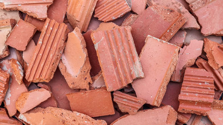 broken bricks in construction. brick rubble. architecture and engineering concept. own home.
