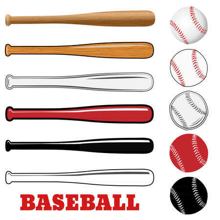 Baseball and baseball bat isolated on white background. Vector illustration.のイラスト素材