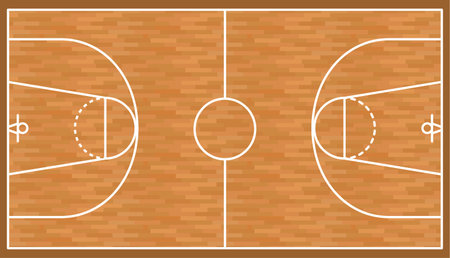 Basketball wooden court background, parquet field. Vector illustrationのイラスト素材