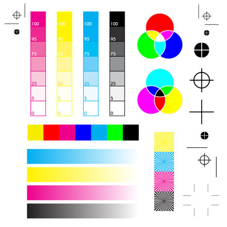 Plain paper with all the printer marks: printing, cutting and calibration