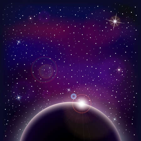 Universe with stars, nebula, planet and galaxy. Vector illustrationのイラスト素材