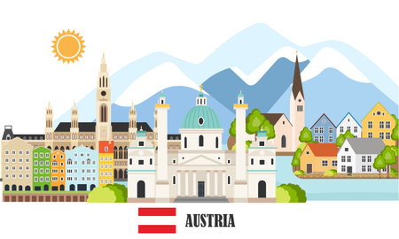 Cityscape with austrian landmarksのイラスト素材