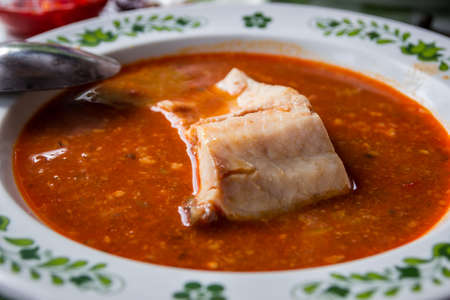 Hungarian fish soup with paprika from catfish Hungarian fish soup with paprika from catfish