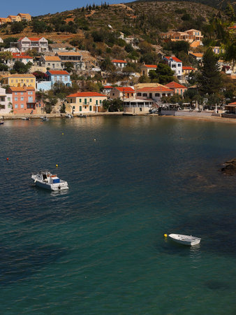 The picturesque and charming view on Asos village in Kefalonia island, Greeceの写真素材