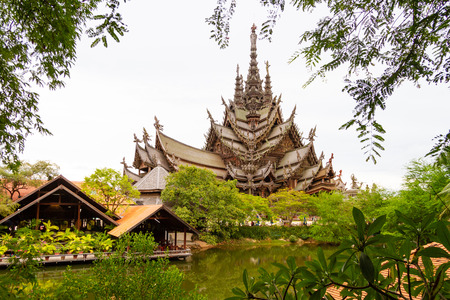 Sanctuary of Truth in Pattaya temple in Thailandの写真素材