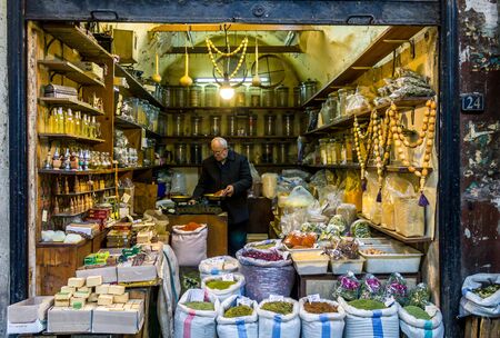 One of old spices shop near Umayyad Mosque in Damascus (Syrian Arab Republic) in 15/02/ 2020のeditorial素材