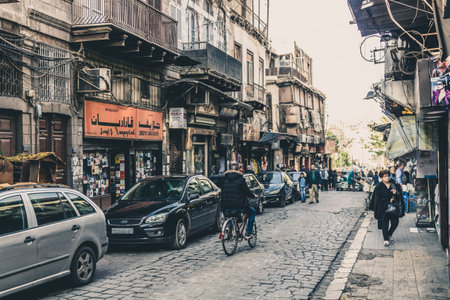 Bab Sharqistreet in Ancient City of Damascus (Syrian Arab Republic) after war ended in 11/12/2019