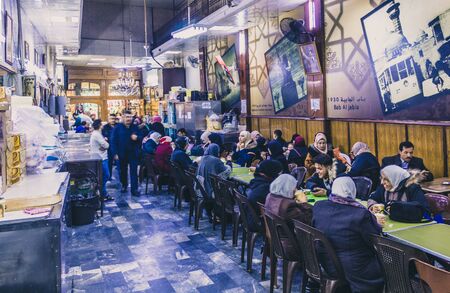 Bakdash ice cream shop in Damascus, Syria after war ended in 15/12/2019のeditorial素材
