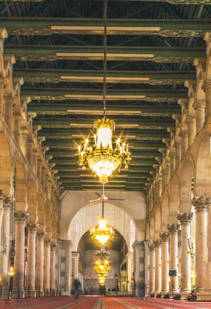 Interior shot of islamic ornaments of Omayad mosque in ancient City of Damascus (Syrian Arab Republic) after war ended in 15.02.2020のeditorial素材