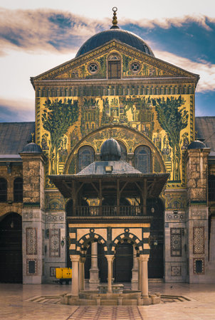 Exterior of Omayad mosque in ancient City of Damascus (Syrian Arab Republic) after war ended in 15.02.2020のeditorial素材