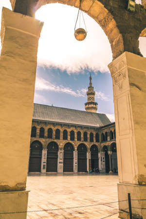 Exterior pillars and columns of Omayad mosque in ancient City of Damascus (Syrian Arab Republic) after war ended in 15.02.2020のeditorial素材