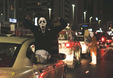 UAE national Day people celebrating in Abu Dhabi Streets in December 2, 2011 in UAE, Abu Dhabiのeditorial素材