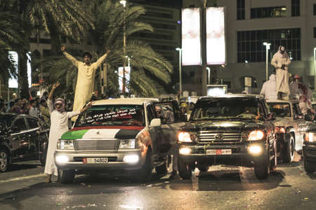 UAE national Day people celebrating in Abu Dhabi Streets in December 2, 2011 in UAE, Abu Dhabiのeditorial素材