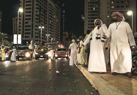 UAE national Day people celebrating in Abu Dhabi Streets in December 2, 2011 in UAE, Abu Dhabiのeditorial素材
