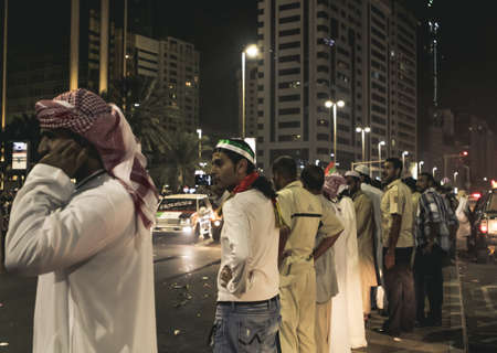 UAE national Day people celebrating in Abu Dhabi Streets in December 2, 2011 in UAE, Abu Dhabiのeditorial素材