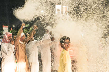 UAE national Day people celebrating in Abu Dhabi Streets in December 2, 2011 in UAE, Abu Dhabiのeditorial素材