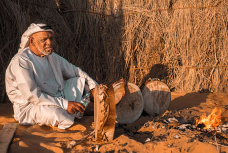 Arab Bedouin man in Abu Dhabi ,United Arab Emirates in SHEIKH ZAYED HERITAGE FESTIVAL september 22, 2014 in Abu Dhab, united arab emiratesのeditorial素材