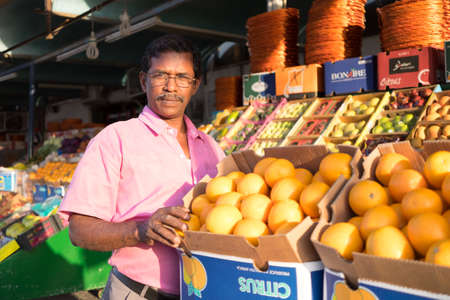 Fruit & Vegetable Market in Al Mina Area in Abu Dhabi, UAE at November 27, 2014のeditorial素材