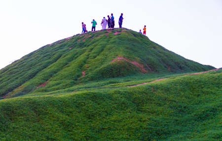 Children playing in Green Mubazzarah Chalets, Al Ain, Abu Dhabi in 28/02/2014のeditorial素材