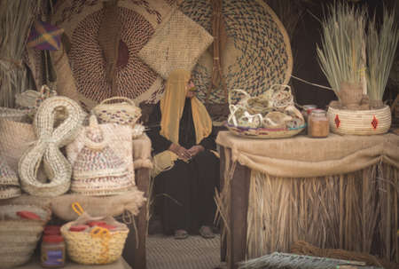 Emirati women traditional dress code  in Abu Dhabi qasr al hosn festival  in february 15, 2015のeditorial素材