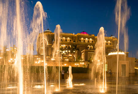 Emirates Palace night, its  a luxury five star hotel in Abu Dhabi, United Arab Emirates in 07/06/2014のeditorial素材