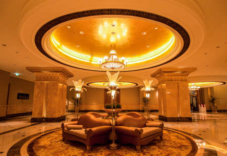 Interior of Emirates Palace hotel a luxurious and the most expensive 7 star hotel in Abu Dhabi, the capital city of United Arab Emirates in Abu Dhabi, UAE 16.10.2010のeditorial素材