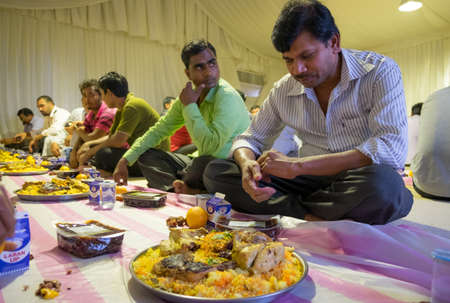 a few moments before iftar time in outdoor tent in Abu Dhabi  in July 28, 2014のeditorial素材