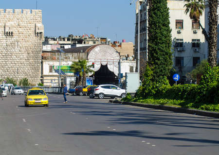 view of the the largest and the central souk in Syria Souq  Al-Hamidiyahs , located inside the old walled city of Damascus, Syria, 02/04/2020のeditorial素材
