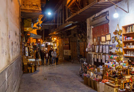 People hangouts in tradiational marketplace   in ancient City in Damascus, Syria on 22/12/2019のeditorial素材
