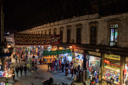 inside the largest and the central souk in Syria Souq  Al-Hamidiyahs , located inside the old walled city of Damascus, Syria, 22/12/2019のeditorial素材