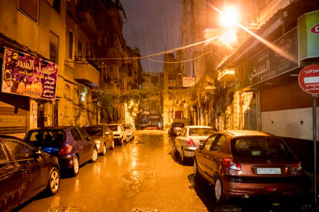 raining in Damascus city roads, Syria on 26/12/2019のeditorial素材