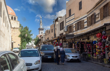 Tradional markets and life vibes in Ancient City of Damascus (Syrian Arab Republic) after the war in 15.12.2019のeditorial素材