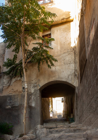 Lane stones in Ancient City of Damascus (Syrian Arab Republic) before the warの写真素材
