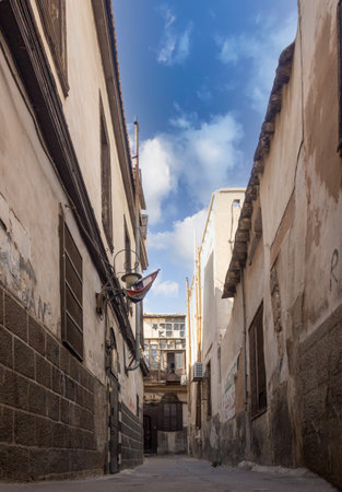 Vintage street and life how looks  in ancient City in Damascus (Syrian Arab Republic) during coronavirus pandemic in 14/09/2020のeditorial素材