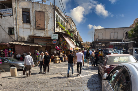 Tradional markets and life vibes in Ancient City of Damascus (Syrian Arab Republic) after the war in 15.12.2019のeditorial素材