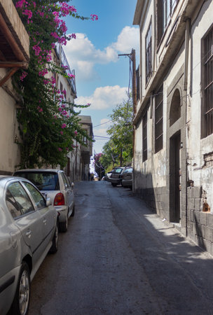 Vintage street and life how looks  in ancient City in Damascus (Syrian Arab Republic) during coronavirus pandemic in 14/09/2020のeditorial素材