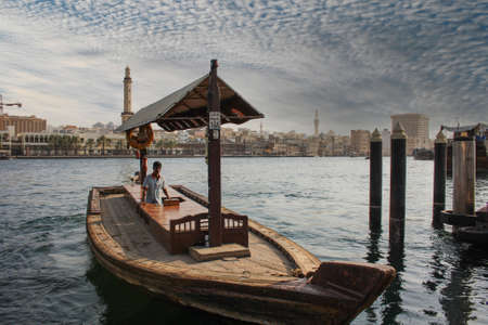 Boats on the Bay Creek in Dubai, Dubai Creek is one of popular visiting destination when you travel to Dubai UAE on 03 October 2010のeditorial素材