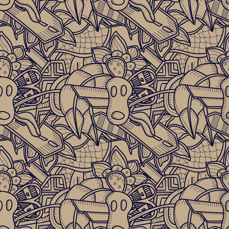seamless pattern doodle background wallpaperのイラスト素材