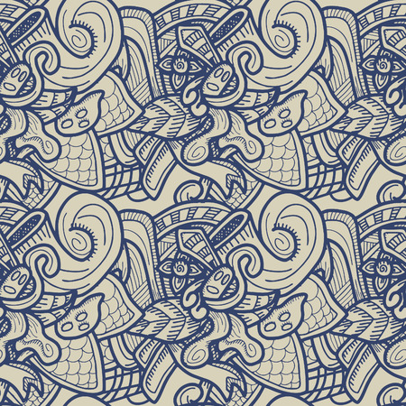 seamless pattern doodle background wallpaperのイラスト素材