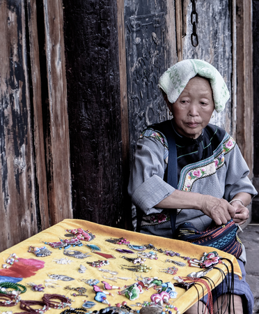 Ethnic minorities selling handmade stuffのeditorial素材