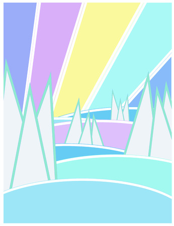 Winter landscape in graphic styleのイラスト素材